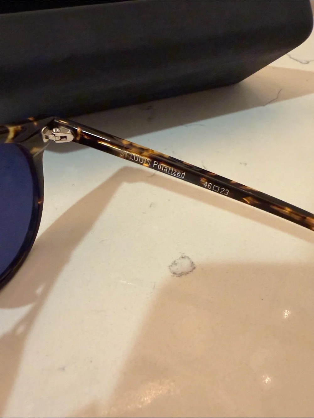 KREWE St. Louis Tortoiseshell Sunglasses with Blue Lenses and Gold Bridge